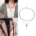 thumbnail image 2 of Gargantilla con colgante de varita de rosa gótica Kpop, collar con cadena de clavícula de cristal para mujer, 2 of 4