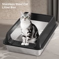 thumbnail image 4 of FENGFAN L10 Stainless Steel Cat Litter Box, Black Half Enclosed Odor Resistant Litter Pan for All Size Cats, 4 of 6