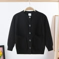 thumbnail image 2 of Zshosam Girl Cardigan Sweater Girls Long Sleeve Cardigan Sweater Kids Cute Button Knit Cropped Sweaters Tops Size 4T 5T,(Black 4-5 Years), 2 of 7