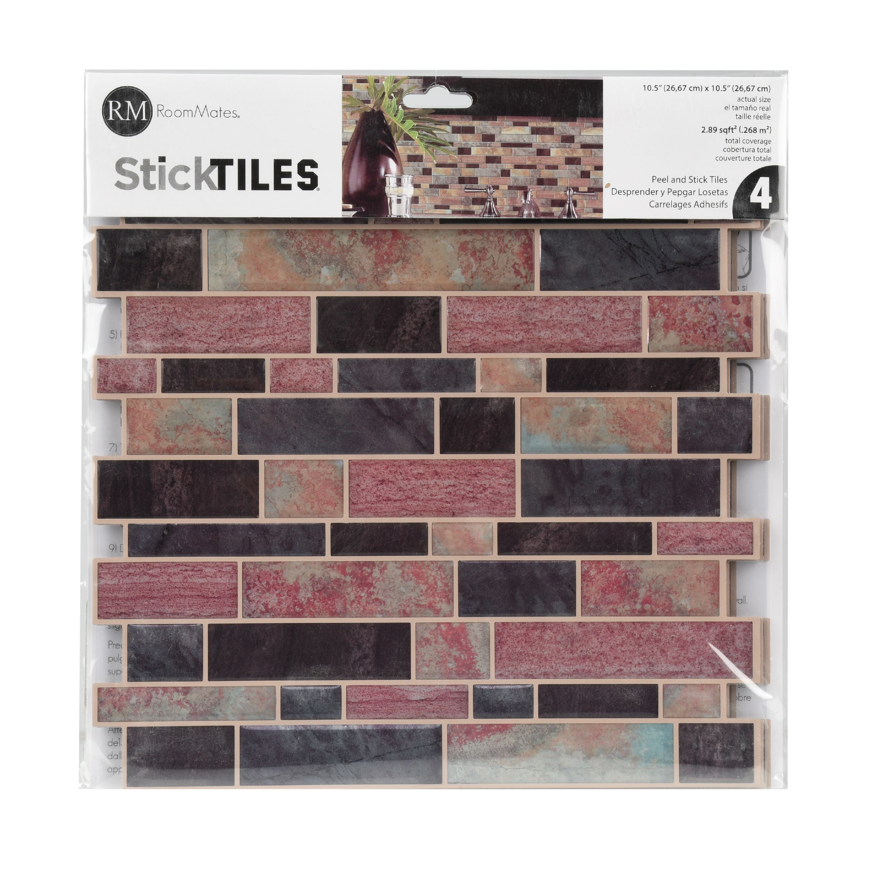 RoomMates Modern Long Stone Tile Peel and Stick Backsplash Walmart