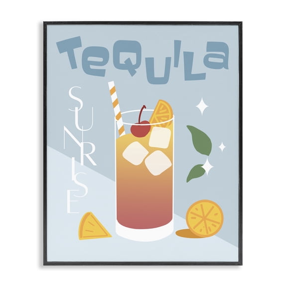 Stupell Industries Southwestern Tequila Sunrise Typography Black Framed Giclee Art, 11 x 14, by Anna Quach