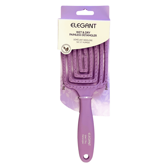 Elegant #323 Wet & Dry Painless Detangler Vented Spiral Hair Brush - Large (10") / Purple