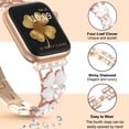 thumbnail image 2 of Bling Plating Bands Women Compatible with Apple Watch 42/44/45/49mm, Diamond Metal Strap, Dressy Rhinestone Sparkle Replacement for iWatch Bands Series Ultra/SE/9/8/7/6/5/4/3/2/1, Rosegold+White, 2 of 6