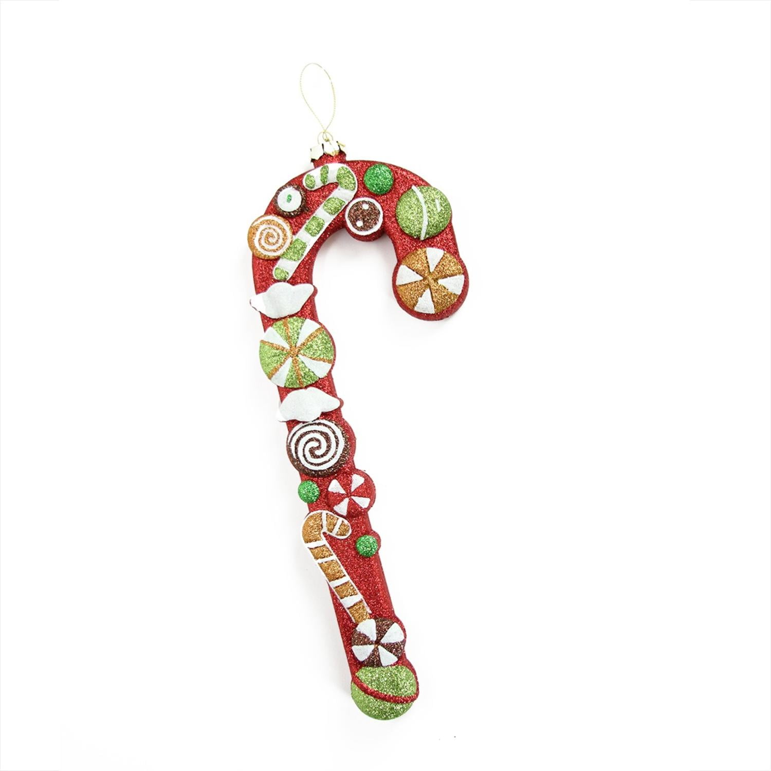 14" Merry & Bright Large Multi-Colored Glittered Shatterproof Candy Cane Christmas Ornament ...