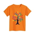 thumbnail image 4 of hengsof Girls Fashion Orange Shirt Short Sleeve T-Shirt, Kids Cute Printed Casual Crew Neck Top, Soft Everyday Pullover, Girls 3-15 Years, 4 of 4