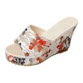 thumbnail image 1 of Sandales à Semelles Épaisses Mode Décontractée pour Femmes Broderie Bouche de Poisson Printemps et Été Rouge Taille 7.5, 1 of 8