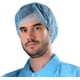 thumbnail image 4 of Paquete de 100 redecillas desechables azules para el cabello, cubierta elástica para la cabeza, gorros bouffant, cubierta sanitaria para la cabeza para servicio de alimentos, spa para hombre, 4 of 5