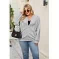 thumbnail image 7 of NAYTOAO Women's Plus Size Jacket: Full‑Zip Long Sleeve Knit Bomber Jacket, Casual Lightweight Streetwear with Pockets for All‑Season Wear, 7 of 7