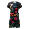 thumbnail image 2 of Orqqct Women Lace Stitching Floral Print Short Sleeve Round Neck Mini Dress, 2 of 4