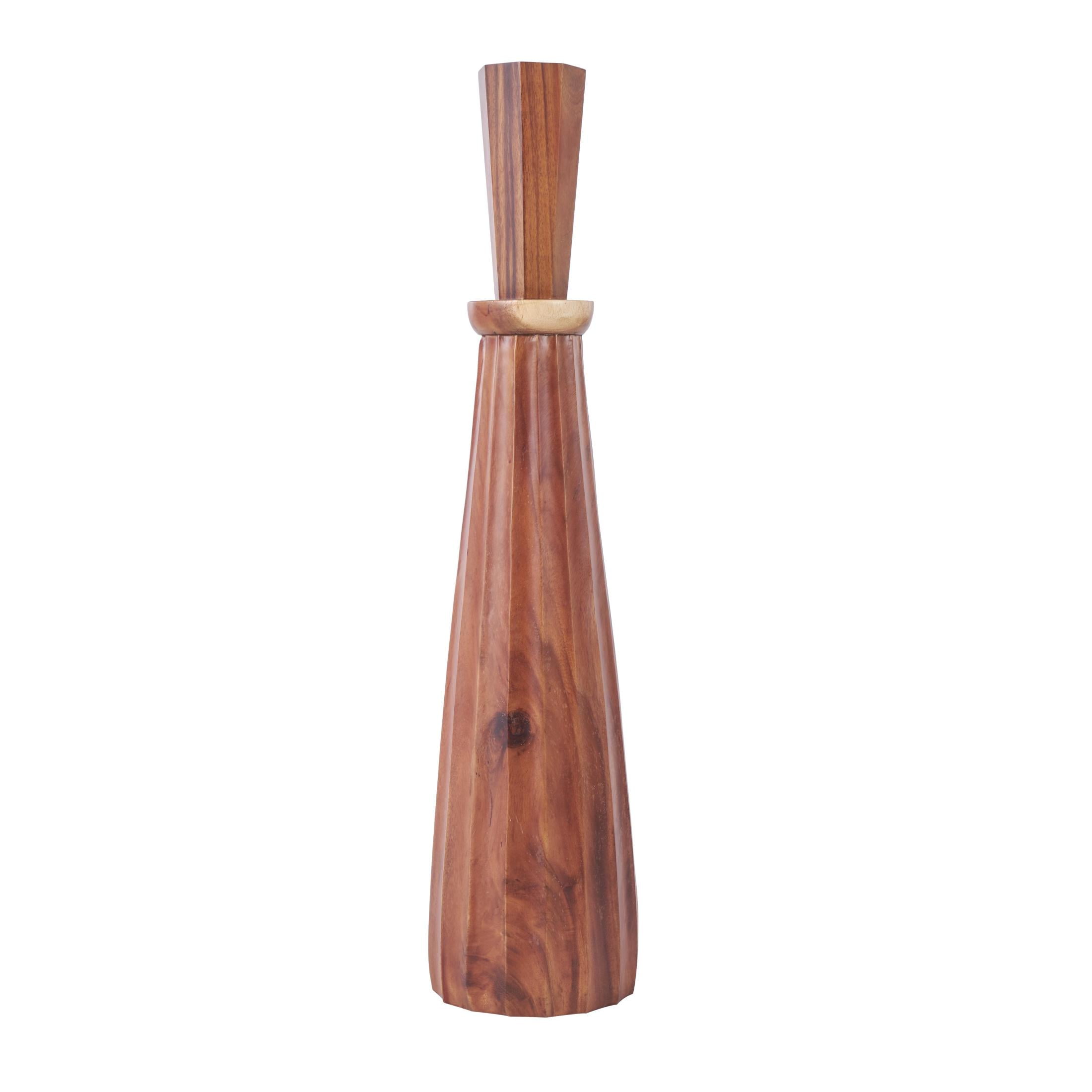 DecMode 35" Handmade Hand Turned Brown Wood Vase