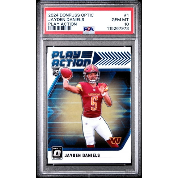 Graded 2024 Panini Donruss Optic Jayden Daniels #1 Play Action Rookie RC Football Card PSA 10 Gem Mint