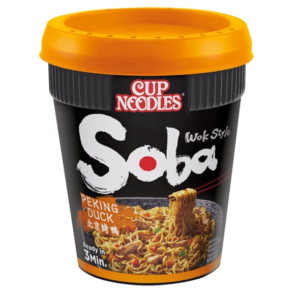 Nissin Cup Noodles Soba Wok Style Instant Noodles - Peking Duck 87g, Imported from Britain
