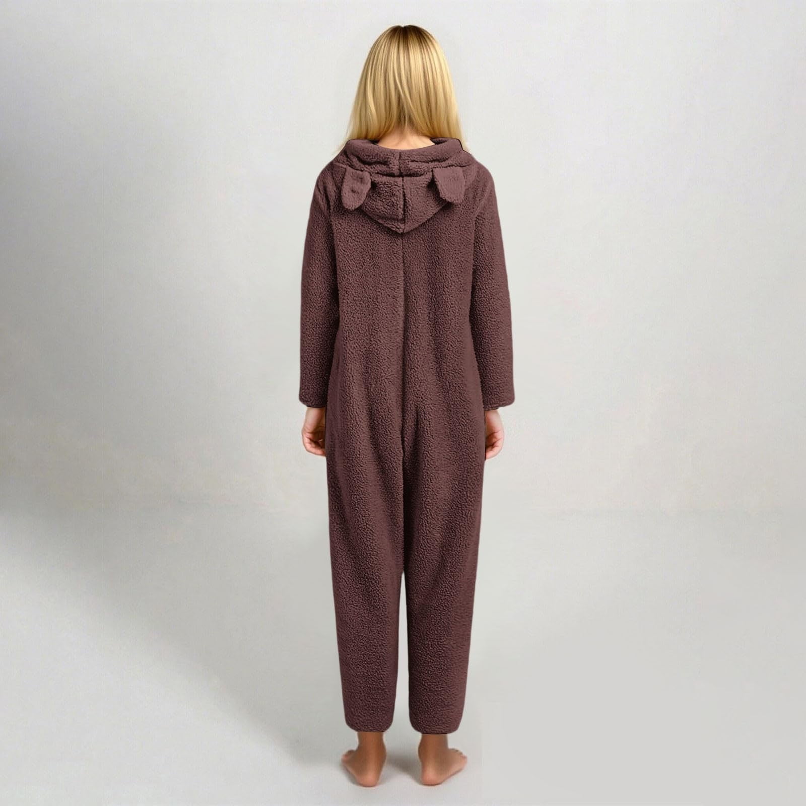 YunPes Kids Fleece Onesie for Girls Long Sleeve Zip-Front Plush Animal Jumpsuit Fuzzy Furry Sherpa Suits Cute Bear Hooded Romper