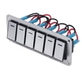thumbnail image 1 of Panneau de Commutation LED Bleu, Panneau de Commutation Rocker 6 Gang Imperméable à l'Eau 5 Broches sur les Interrupteurs de Voiture 12V-24V LED Bleu, 1 of 8