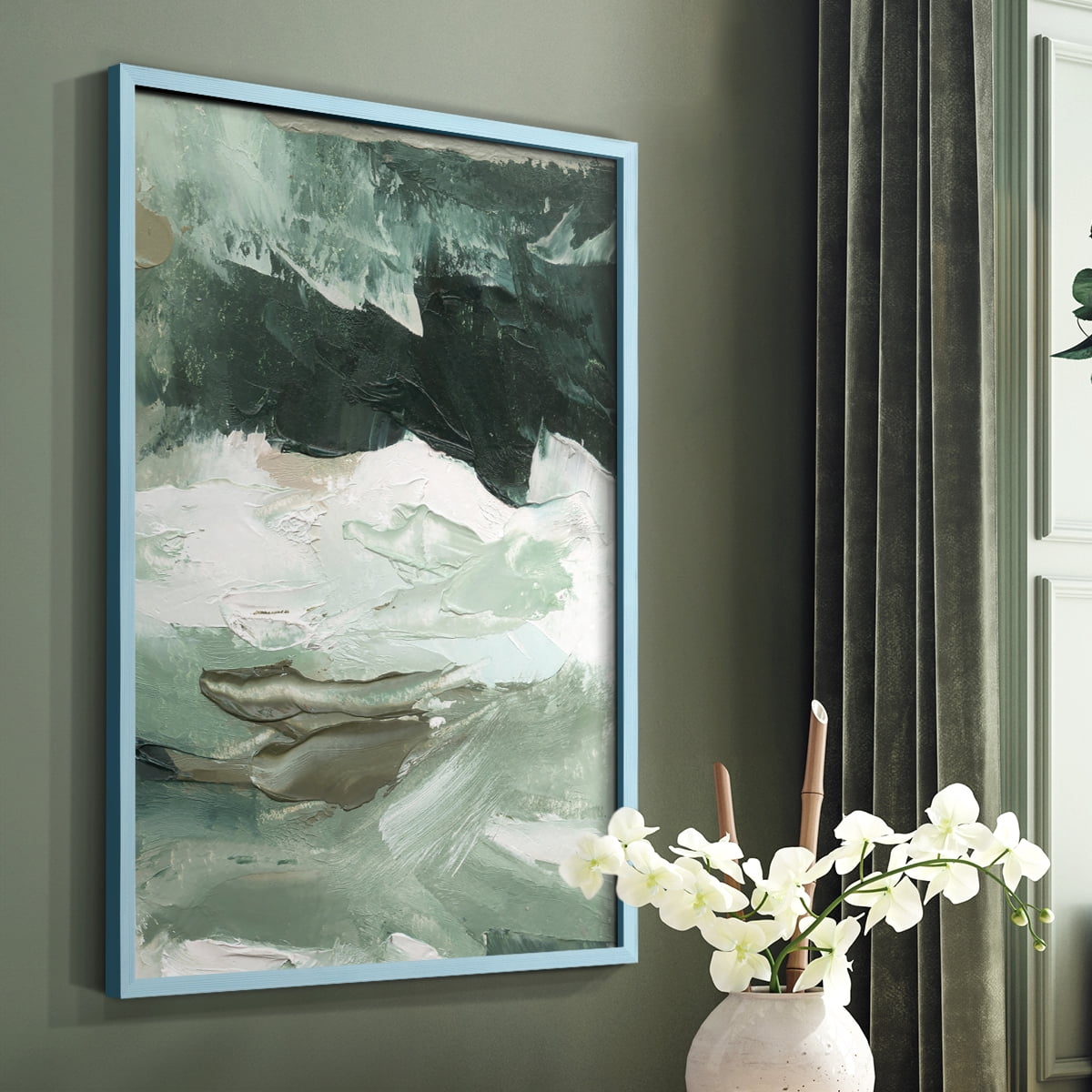 Crashing I Framed Print in Blue Solid Wood Framed Print No Nail Hanging