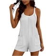 thumbnail image 4 of Costeam Womens Waffle Knit Short Romper Jumpsuit Sleeveless Spaghetti Strap Shorts Overalls with Pockets Casual Loose Fit Summer Loungewear Outfits, 4 of 9