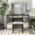 thumbnail image 6 of Furniture of America Glanz Wood 3-Piece Vanity Set with USB and LED in Gray, 6 of 13