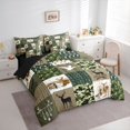 thumbnail image 2 of Manfei Cute Bear Patch 7-Piece Twin Bedding,Abstract Geometric Plaid Bedding Comforter Set,Green,Black Reversible, 2 of 7