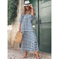 thumbnail image 2 of Women Casual Maxi Dress Bohemian Floral V Neck Puff Short Sleeve Beach Tiered Sundress Long Swing Dress, 2 of 6