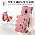 thumbnail image 4 of Phone Case for Samsung Galaxy S9 Plus Zipper Wallet Cover with Credit Card Holder Slot Shoulder Crossbody Strap Long Lanyard Leather Cell Silicone S9+ 9S 9+ S 9 9plus S9plus Women Girls Pink, 4 of 13