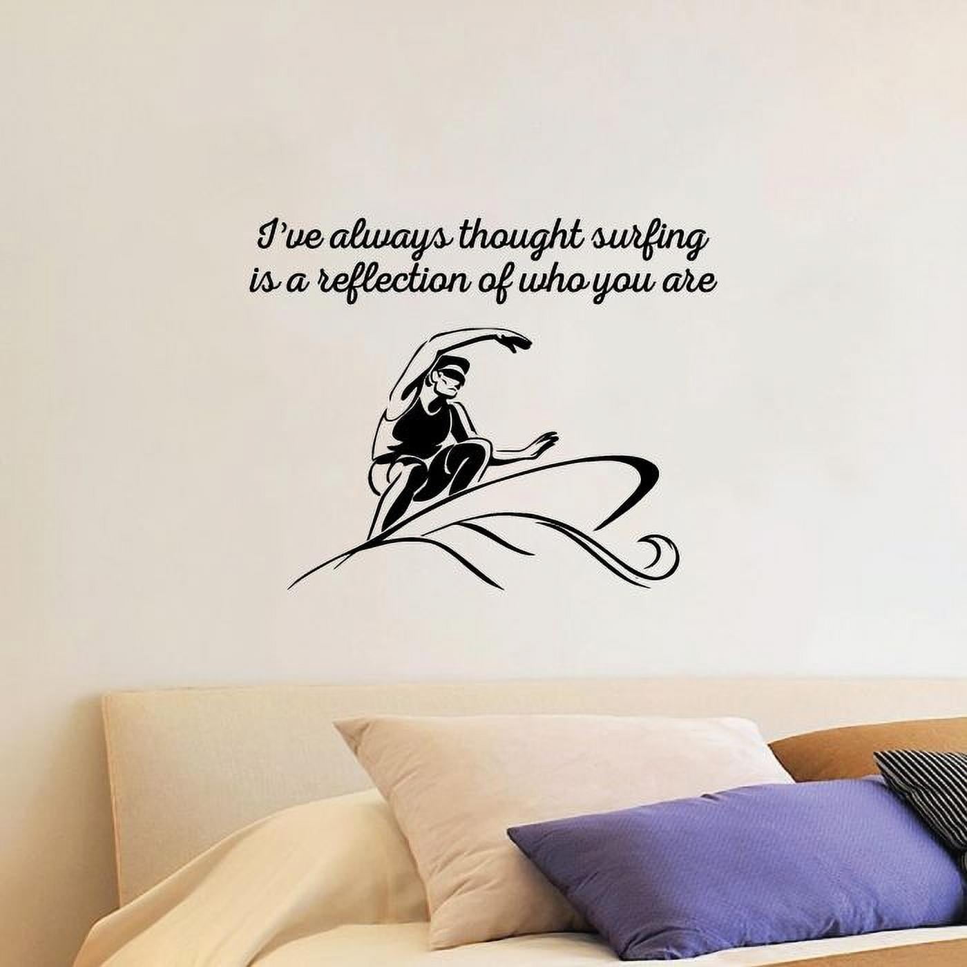 SURFING QUOTE PADDLE wall art sticker vinyl DECAL SURF 