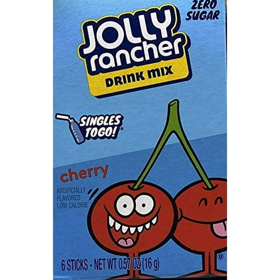 Jolly Rancher Singles-To-Go Sugar Free Drink Mix, Cherry, 6 CT (Pack of 12)