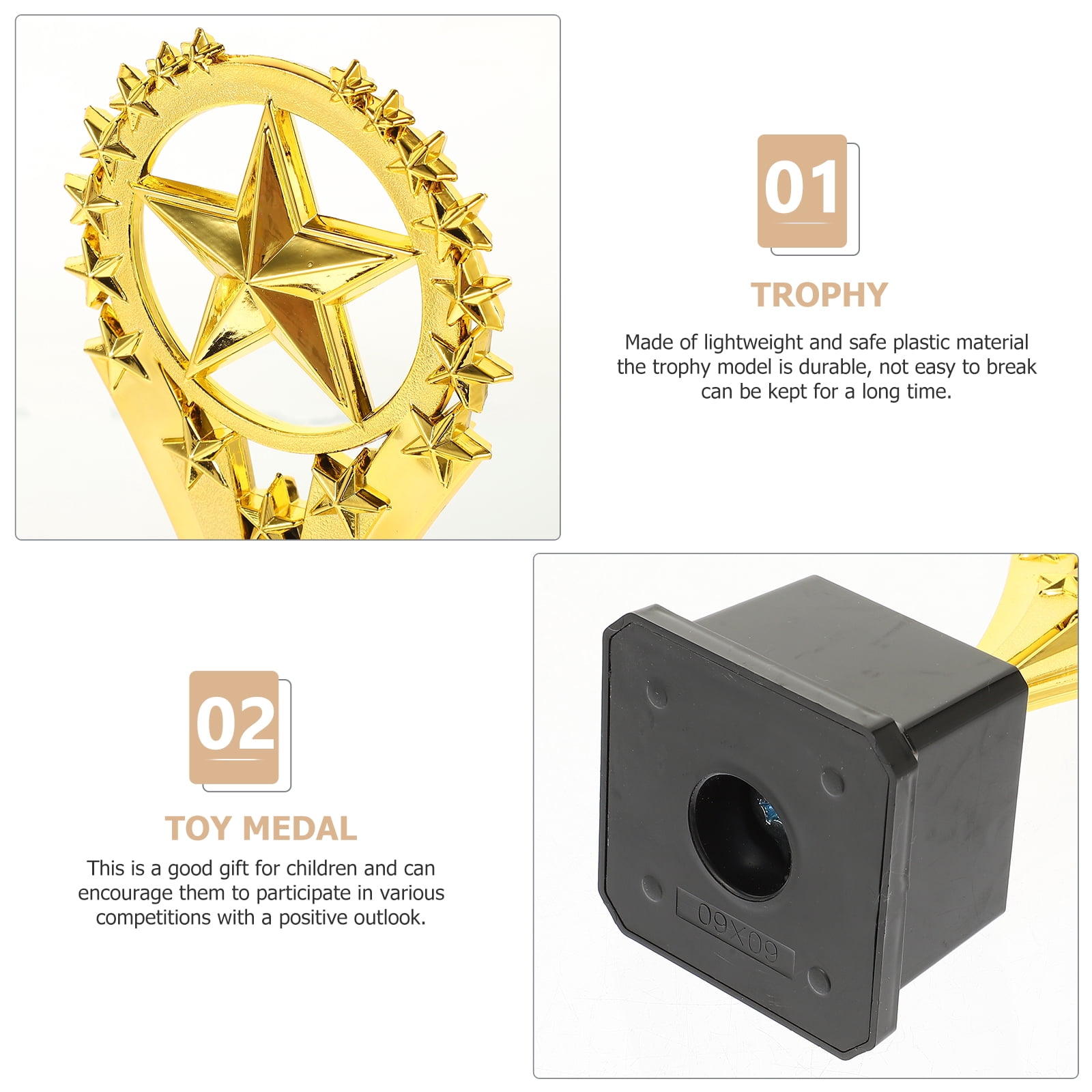 MLINS Durable Plastic Trophy Award for Kids Golden Color Lightweight Safe Creative Prize Cup 6.5 Inches Tall