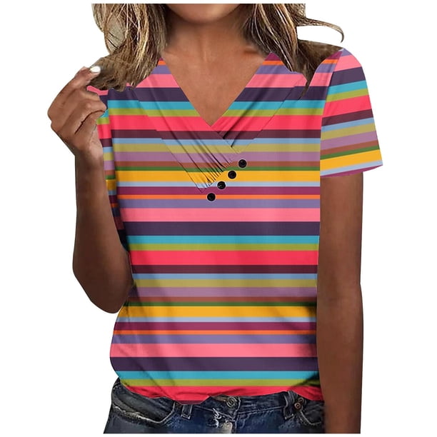 Camiseta de Manga Corta con Cuello en V, Camiseta Larga de Moda Y Ligera para Mujeres