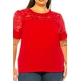 thumbnail image 6 of Women's Plus Size Classic Solid Top with Lace Accent - Casual and Elegant, 6 of 6