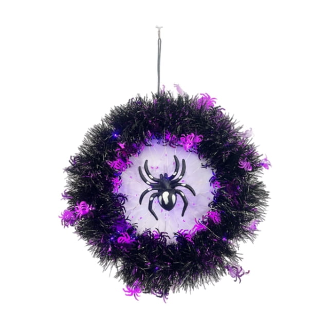 Adorno colgante de corona artificial, corona decorativa brillante, decoración de Halloween, anillo floral, decoración para año Nuevo, interior y