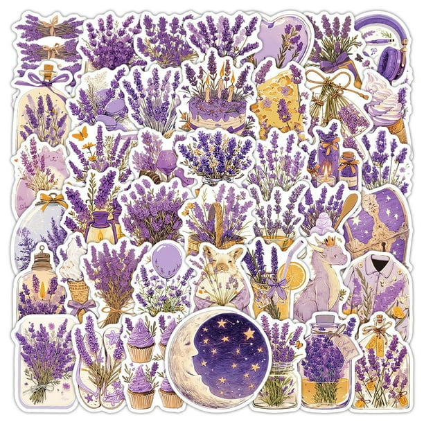 Set de pegatinas con tema de lavanda para álbum de recortes y diario (54 unidades)
