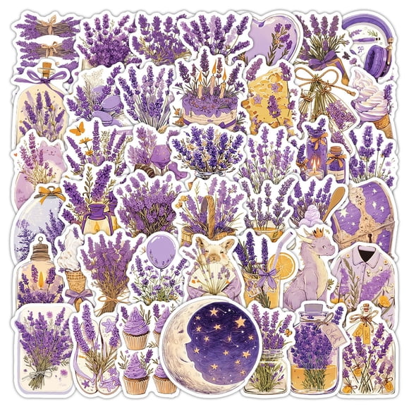 Set de pegatinas con tema de lavanda para álbum de recortes y diario (54 unidades)
