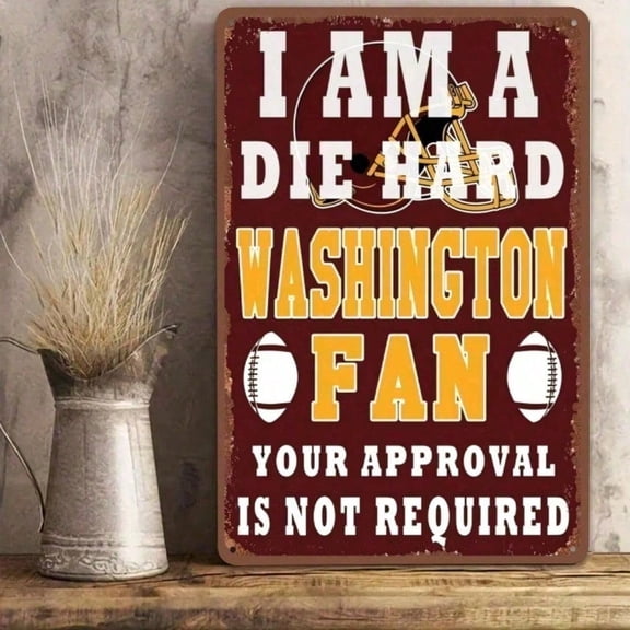 HELLOYOUNG Washington Commanders Tin Sign Rustic Metal Wall Decor Plaque, Man Cave Gift, Vintage Football Sports Memorabilia