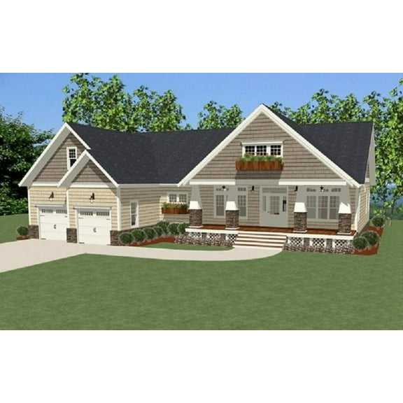 006-114: Craftsman 3 Bed, 4 Bath Luxury Home Plan, 2314 Sq Ft: Full Blueprints with License to Build by Home Plan Marketplace - Lesuto