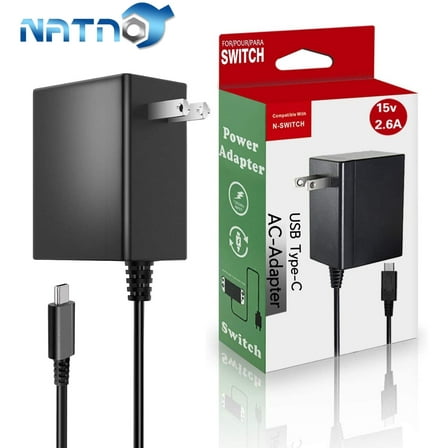 Charger for Nintendo Switch, AC Adapter for Nintendo Switch - Fast Travel Wall Charger with 5FT USB Type C Cable 15V/2.6A Power Supply for Nintendo Switch Supports TV Mode and Dock Station