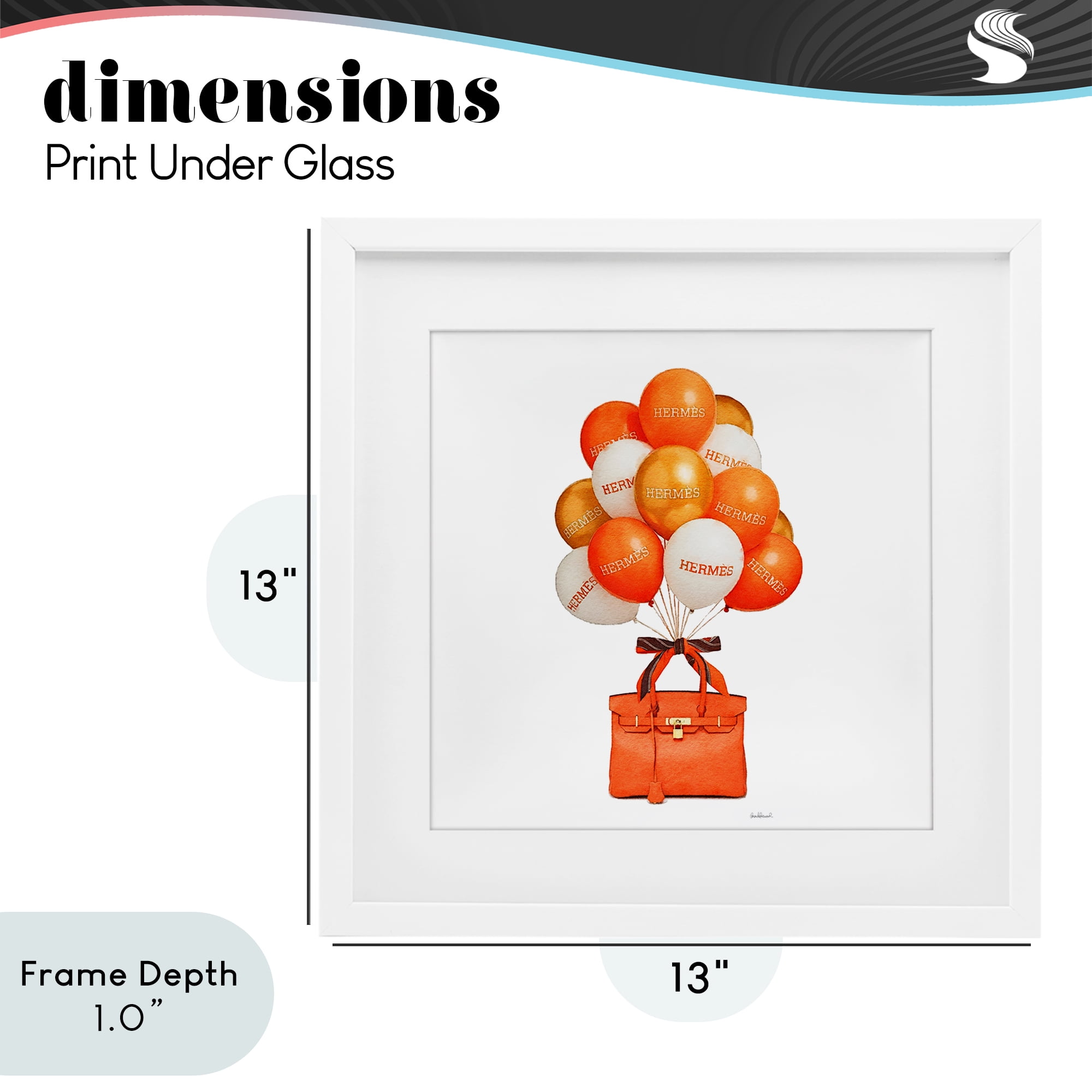 Stupell Industries Orange Handbag & Balloons White Framed Print Under Glass, design by Amanda Greenwood