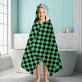thumbnail image 6 of Green and Black Checkerboard Pattern Hooded Bath Towel，60"x35" for Ages 3 To 12 Kids, Quick Dry Lightweight Soft Microfiber Hood Beach Towel Cover Up for Kids, 6 of 7