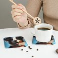 thumbnail image 6 of Pofeuu Playful Smile Cute Dog Print Leather Coasters Set of 6, Round Cups Mugs Mat Pad for Home Kitchen Heat Resistant Drink Coasters,Square, 6 of 7