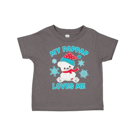 

Inktastic Polar Bear My Pappap Loves Me in Santa Hat with Snowflakes Gift Toddler Boy or Toddler Girl T-Shirt