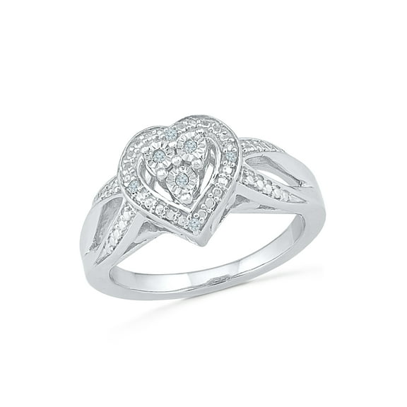STERLING SILVER 0.03 CTTW WHITE DIAMOND HEART RING