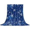 thumbnail image 2 of Navy Blue Christmas Snowflakes Throw Flannel Blanket 50x60In Winter Snowfall Shiny White Super Soft Cozy Bed Blanket, Lightweight Plush Fuzzy Bed Throw for Bedroom Sofa Couch Living Room, 2 of 4