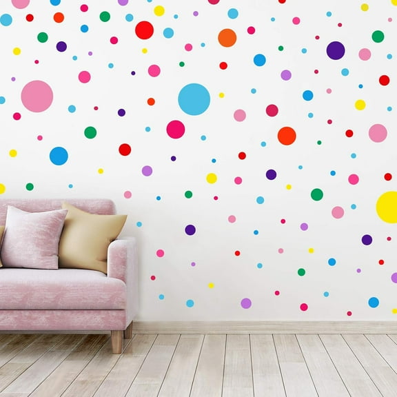 264 Pcs Polka Dot Wall Decals for Classroom Decor Kids Circle Wall Sticker Vinyl Peel and Stick Colorful Removable for Nursery Bedroom Playroom Living Room(12 Colors)