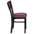 thumbnail image 6 of BizChair 2 Pk. Black Cutout Back Metal Restaurant Chair - Mahogany Wood Back, Burgundy Vinyl Seat, 6 of 9