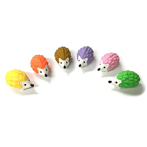 Iwako Japanese Erasers - Hedgehog 6 Pcs (Limited Colors) 