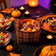 thumbnail image 4 of Yhmxh Halloween Trick or Treat Basket, Checkered Plaid Candy Tote Basket with Cute Embroidery, Reusable Halloween Candy Pail, Portable Storage Bag for Halloween Party Candy Collection and Decorations, 4 of 6
