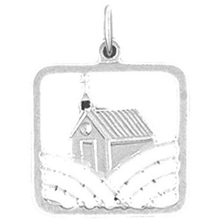 14K White Gold House Pendant - 19 mm