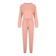 thumbnail image 4 of Tenues d'Entraînement pour Femmes Ensemble 2 Pcs Décontracté Col Rond Manches Longues Sweat à Capuche Court Pantalon de Survêtement à Cordon, 4 of 7