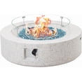 thumbnail image 2 of 2-Piece Propane Fire Pit Table Set w Glass Wind Guard, 41-Inch Outdoor Gas Fire Table 50,000BTU– Modern Terrazzo Round Firepit for Patio, Garden, and Backyard, 2 of 9