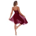 thumbnail image 4 of Rswnyirn Women Lyrical Dance Dress Modern Contemporary Dance Costume Shiny Sequins Mesh High Low Burgundy L, 4 of 5