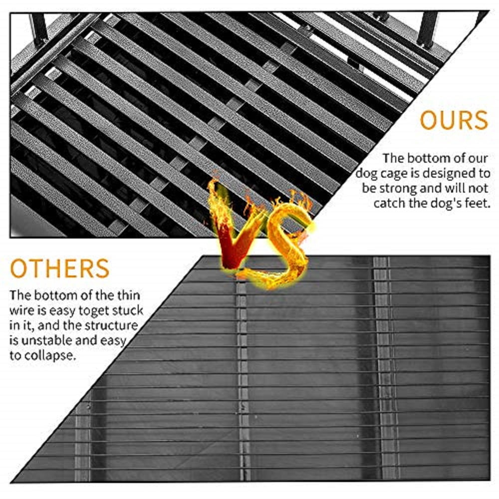 SMONTER Heavy Duty Dog Crate I Shape Strong Metal Kennel for Large Dogs